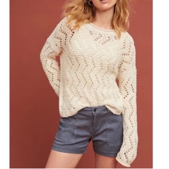 Anthropologie Sweaters - Anthropologie Akemi + Kin Natural Sable Pointelle Knitted Sweater Women’s Medium